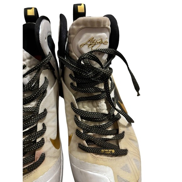 Nike LeBron 9 P.S. Elite “Home” White/Metallic Gold-Black Men’s 11.5 516958-100 - Picture 7 of 10
